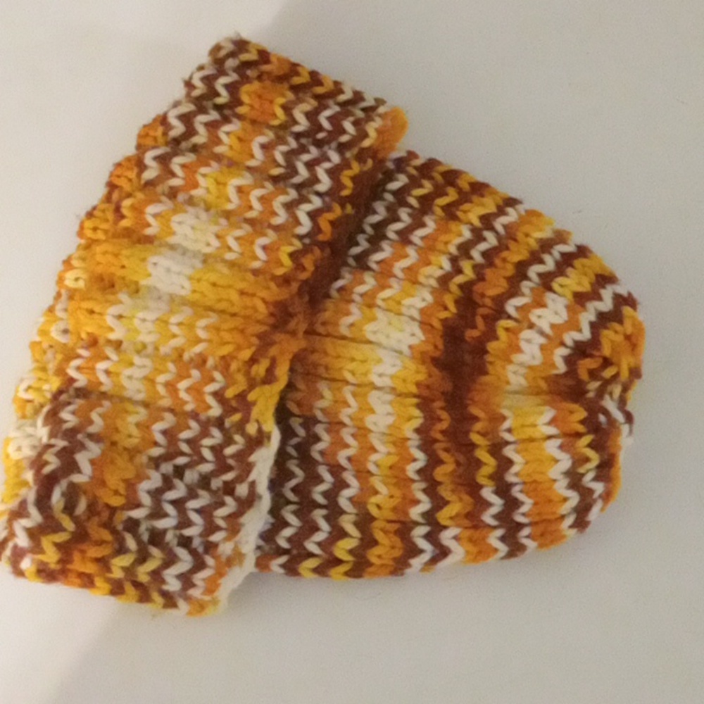 Vibrant Knit Beanie in Brown and Yellow - Picture 2 of 3